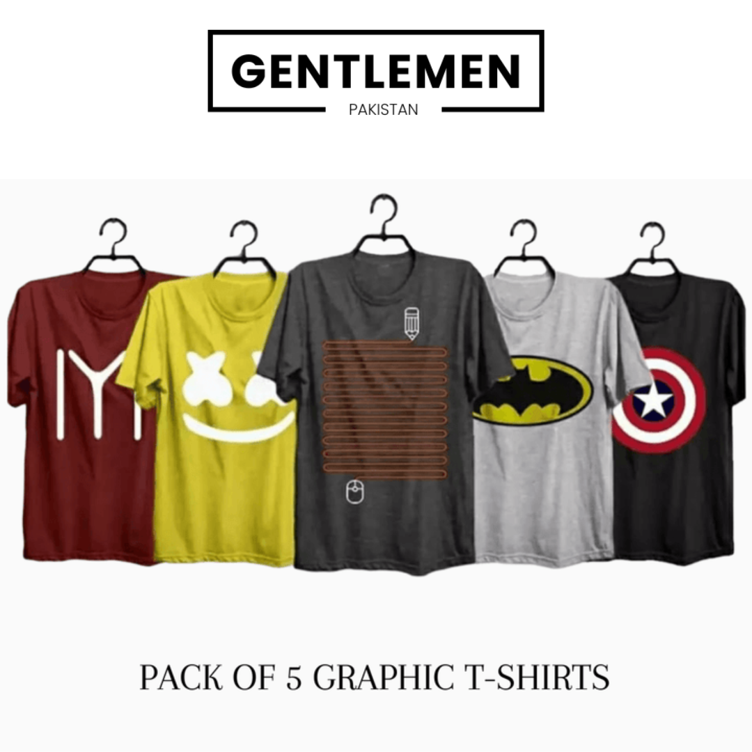 Pack of 5 Printed T-Shirts