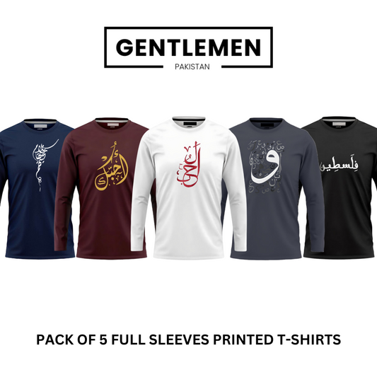 Pack of 5 round neck Full sleeves Graphic T-shirts