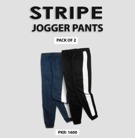 Pack of 2 side strip Stripe joggers pant trouser - The Outfit House Pakistan